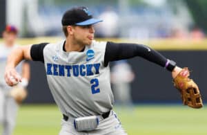 kentucky university baseball player throwing ball