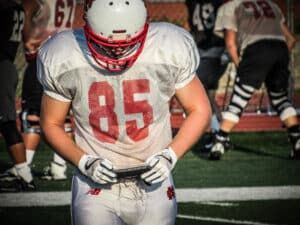 football player at practice using GoRout device