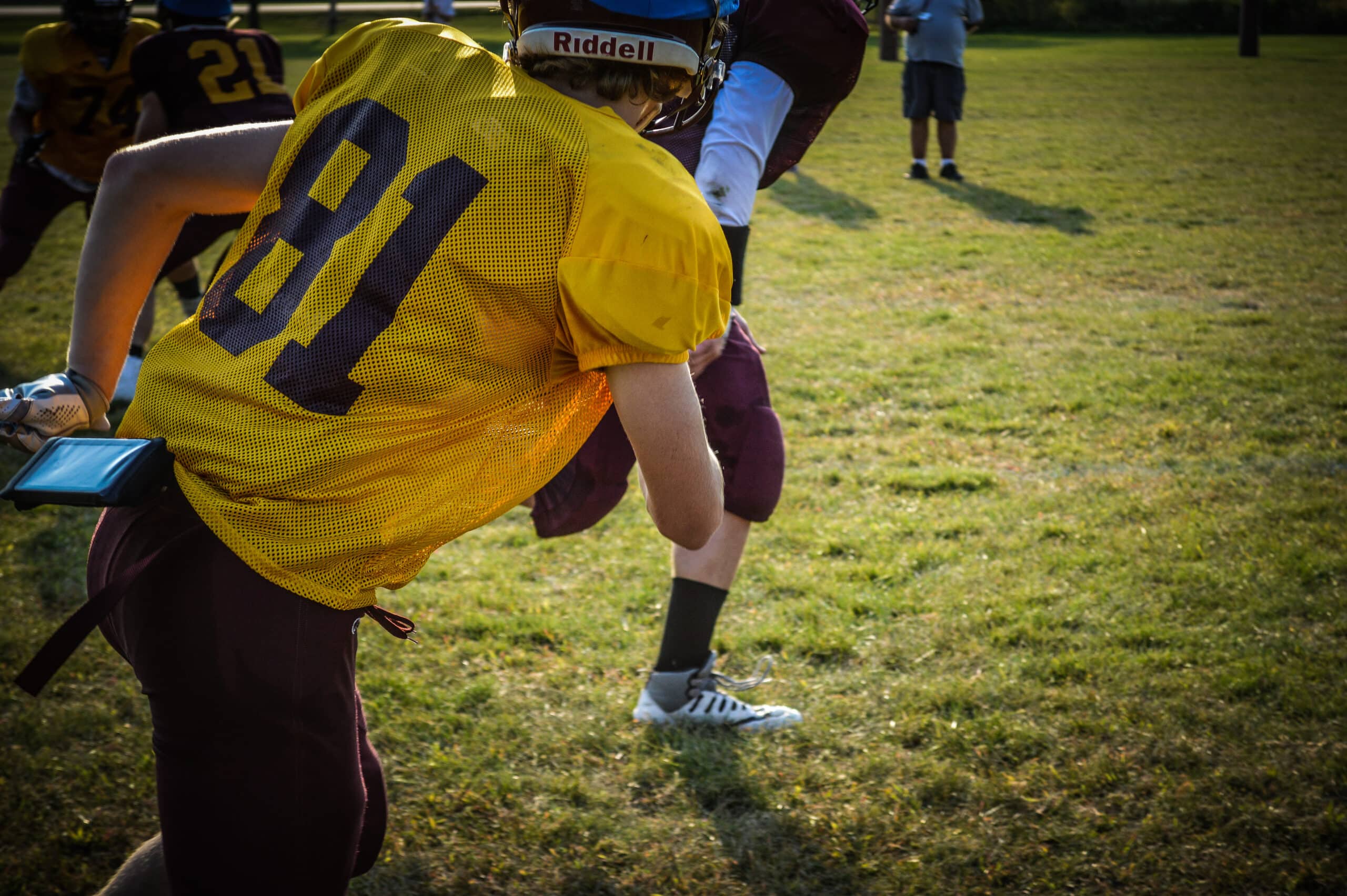 Football player running laterally