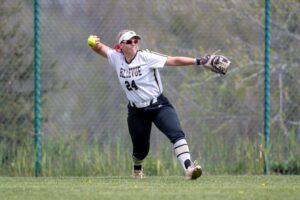 bellevue university softball outfielder throwing ball