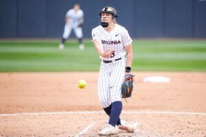 university of virginia softball pitcher throwing pitch