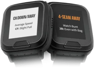 one gorout pitch calling watch in light mode and one gorout pitch calling watch in dark mode