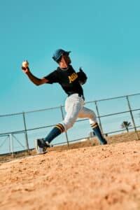 baseball pitcher throwing from mound