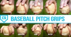 ten most common baseball pitch grips including four-seam fastball two-seam fastball changeup curveball cutter forkball knuckleball slider splitter and sweeper
