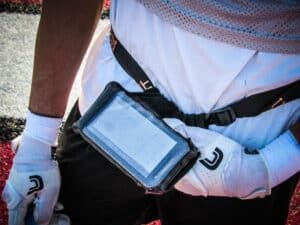 north central college football player looking at gorout practice deivce