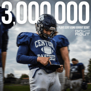 gorout scout promo image with football player using gorout device