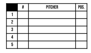 gorout baseball lineup card pitcher section