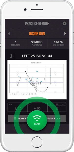 the GoRout on-field coaches app allows coaches to call in plays, flip hashes, and flag plays for review at the click of a button