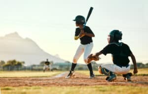 baseball batter about to take a swing