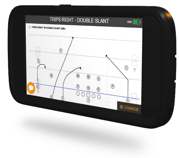GoRout player devices display play cards directly to players on the field so that teams can get more reps at practice