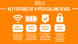 infographic highlighting key features of a pitch calling device