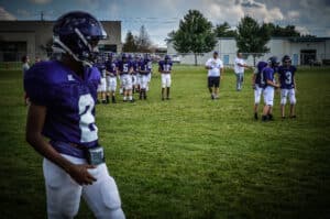 youth football team at practice