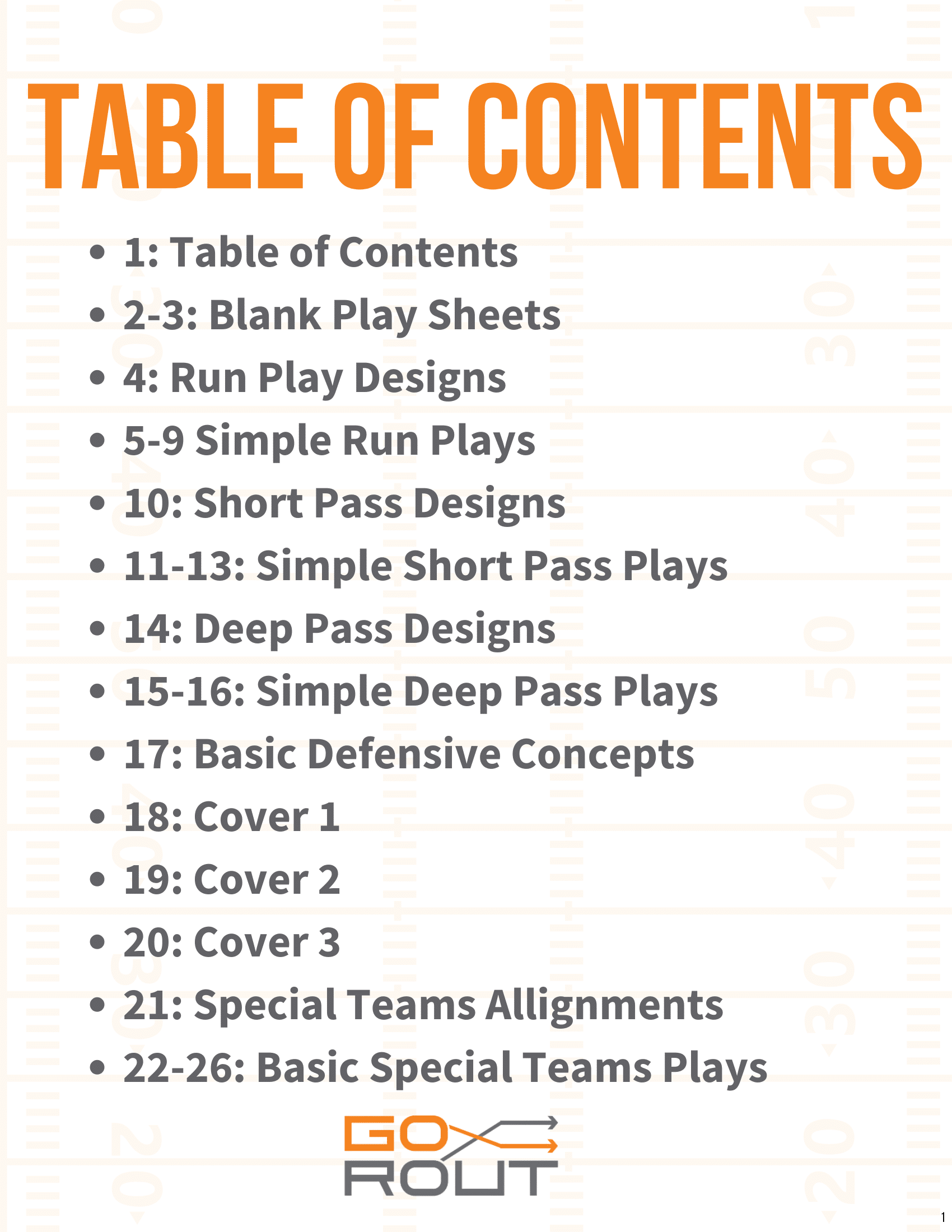 football playbook template table of contents