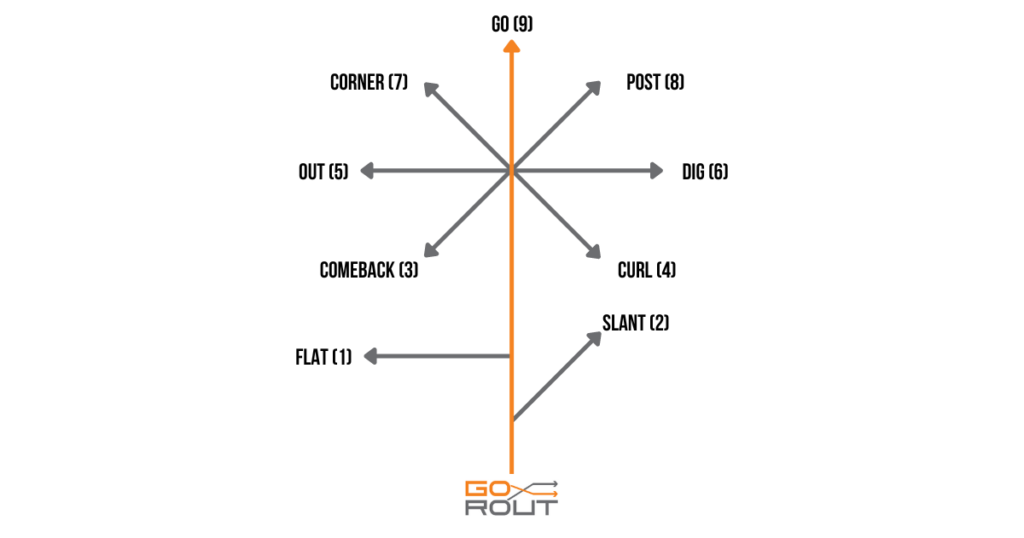 The Go Route, or "9 route," is a deep pattern run by a pass catcher to either complete a big gain or draw out a safety into help coverage