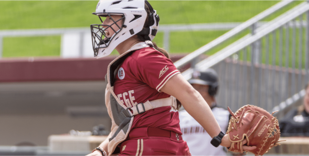 Baseball catcher wearing baseball technology