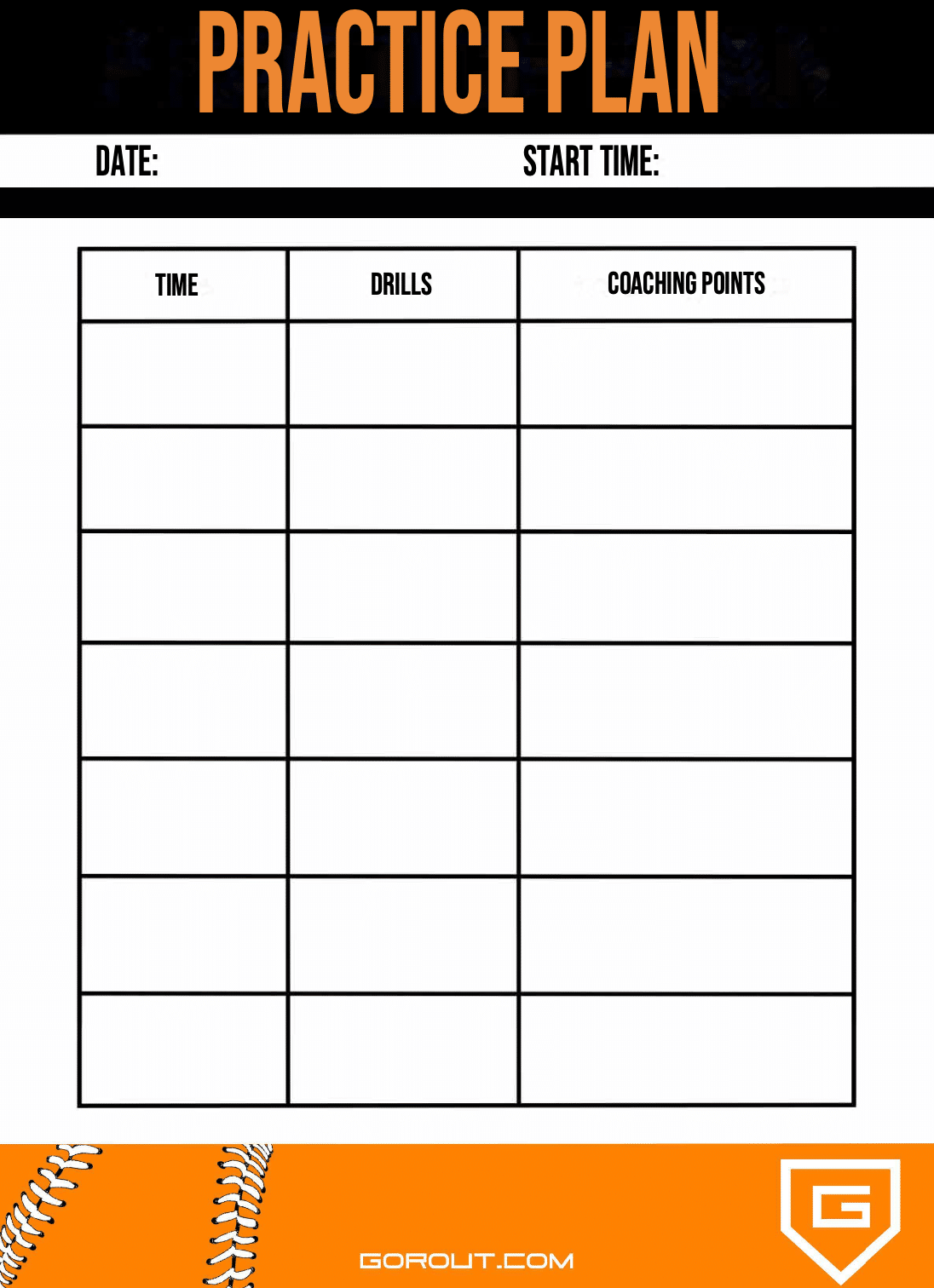 Baseball Practice Plans (FREE) - GoRout for Free Printable Softball Practice Plans Pdf