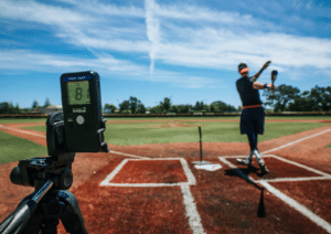 baseball radar device tracking hitter at practice