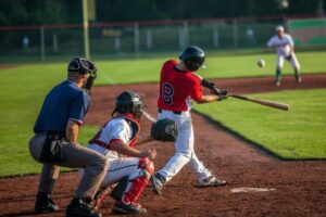 baseball batter hitting ball in game