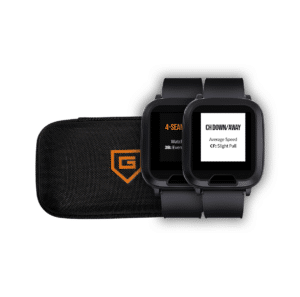 two gorout catcher communication wristbands and protective carrying case 