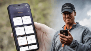 football coach reviewing plays on GoRout device