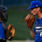 pitcher and catcher talk at mound visit