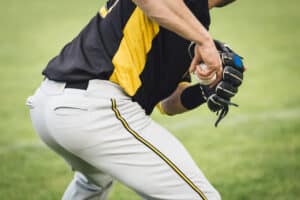 baseball fielder preparing to throw