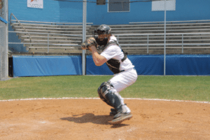 baseball catcher mid pop for throwdown