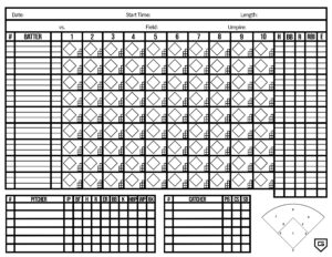 blank baseball scorebook card for scorekeeping