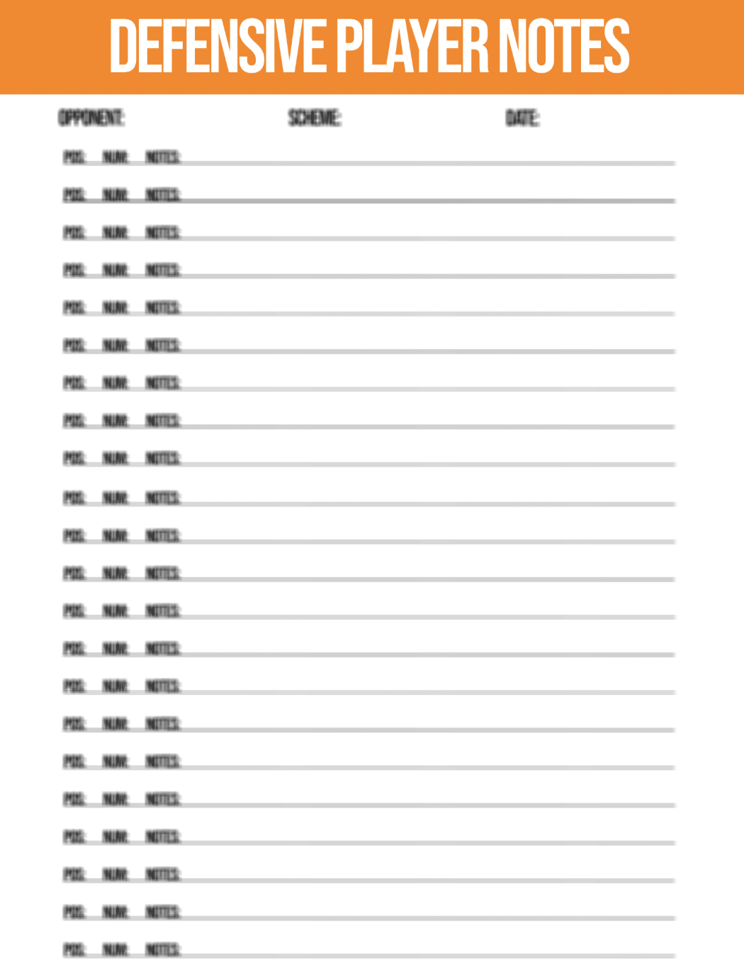 Football Depth Chart Template