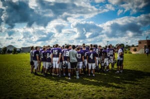 football team huddle after practice