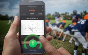 football coach calling play on gorout scout device