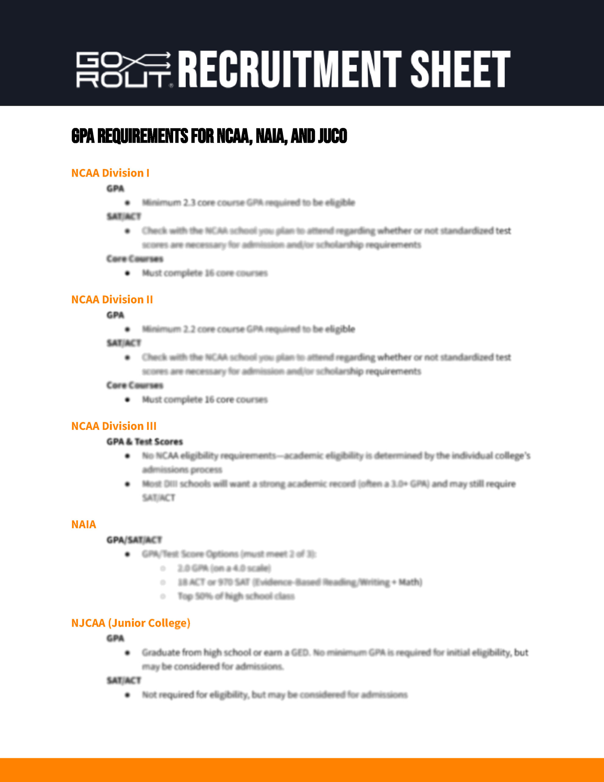 Baseball Recruitment Cheat Sheet