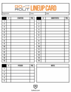 Baseball Lineup Card [FREE PRINTABLE PDF TEMPLATE] - GoRout